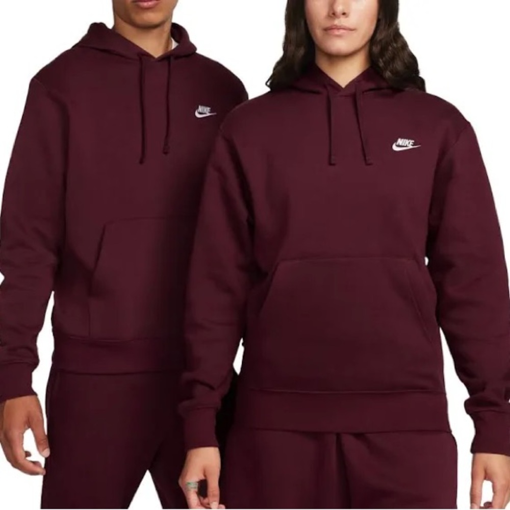 nike sportswear unisex club fleece hoodie in dark team red